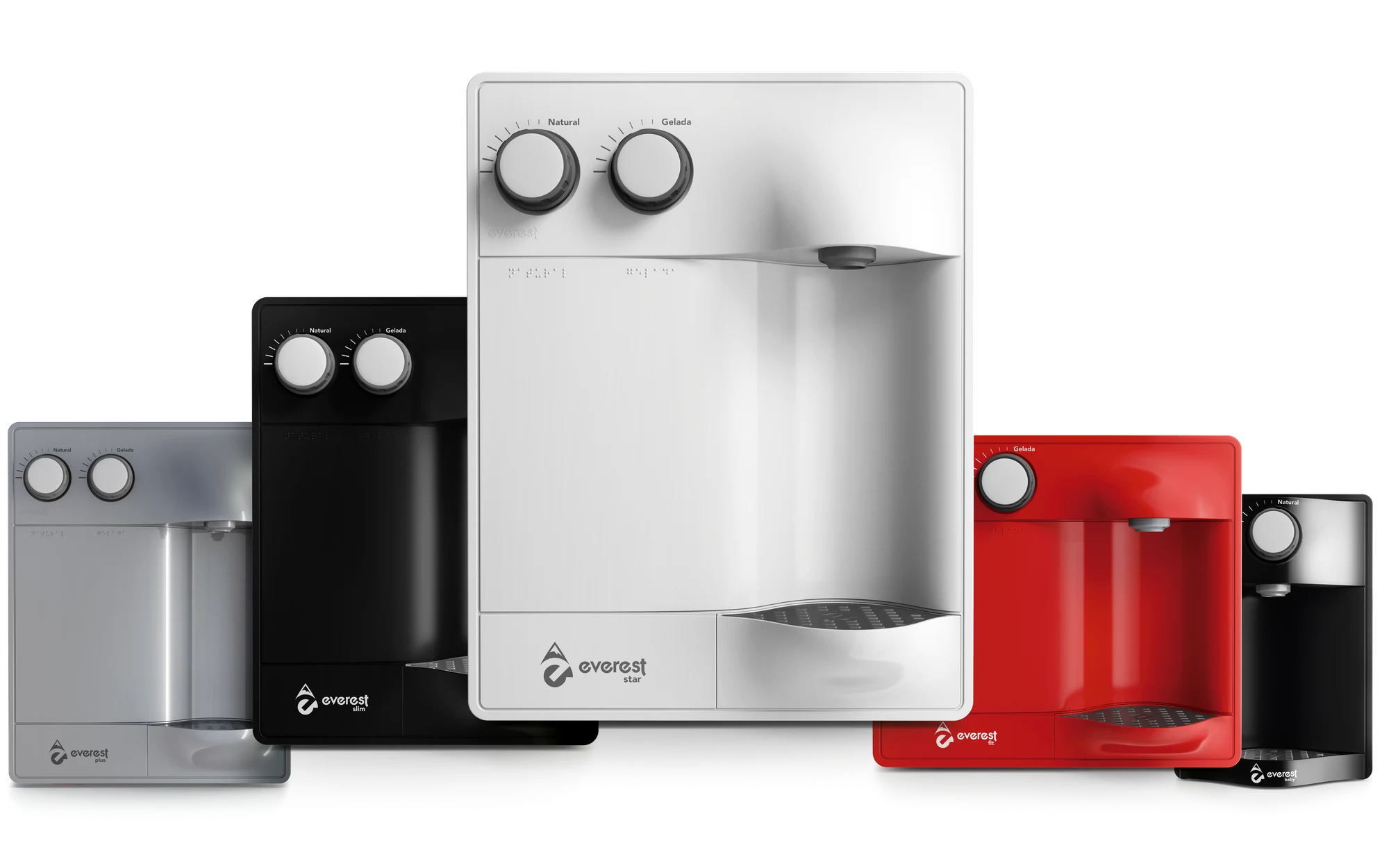 Linha completa de purificadores Everest: Baby, Slim, Star, Fit e Foz